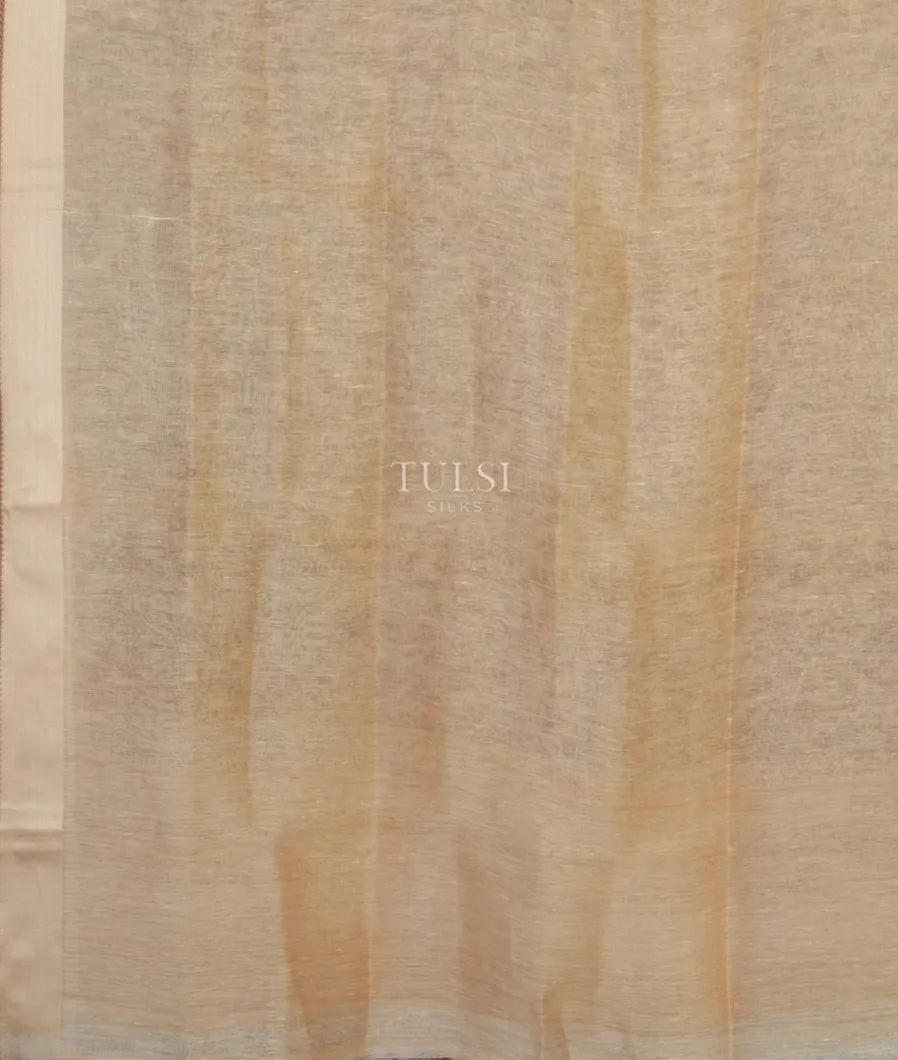 Beige Linen Printed Saree T4645493