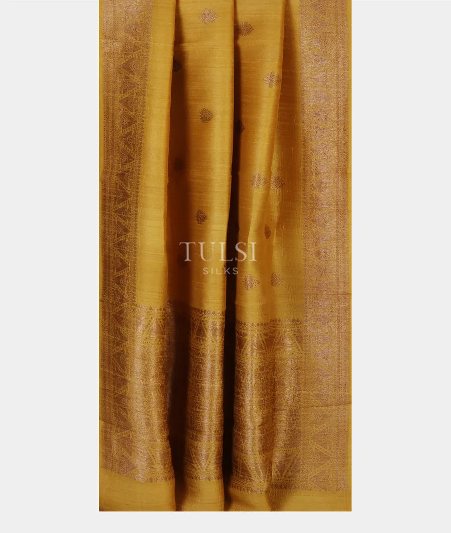 Yellow Banaras Tussar Georgette Saree T4788012