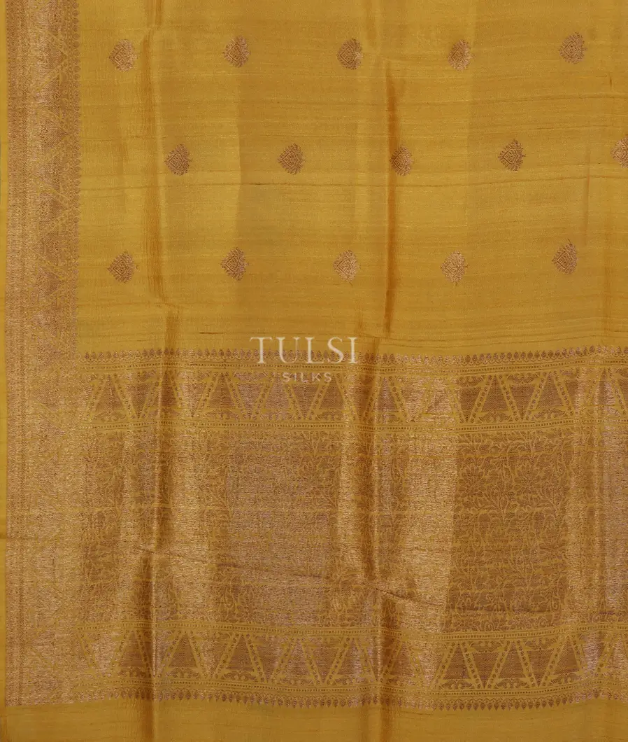 Yellow Banaras Tussar Georgette Saree T4788014