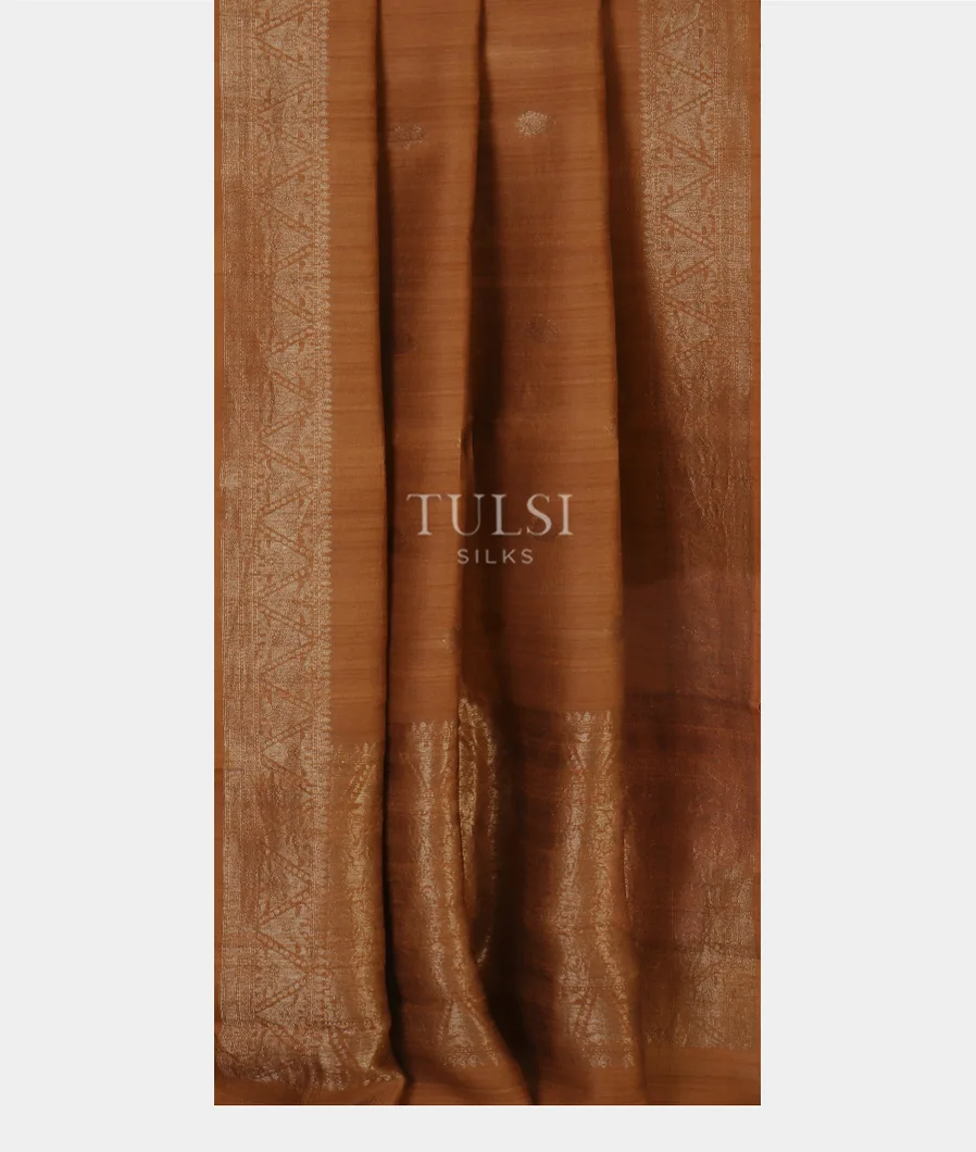 Brown Banaras Tussar Georgette Saree T4787882