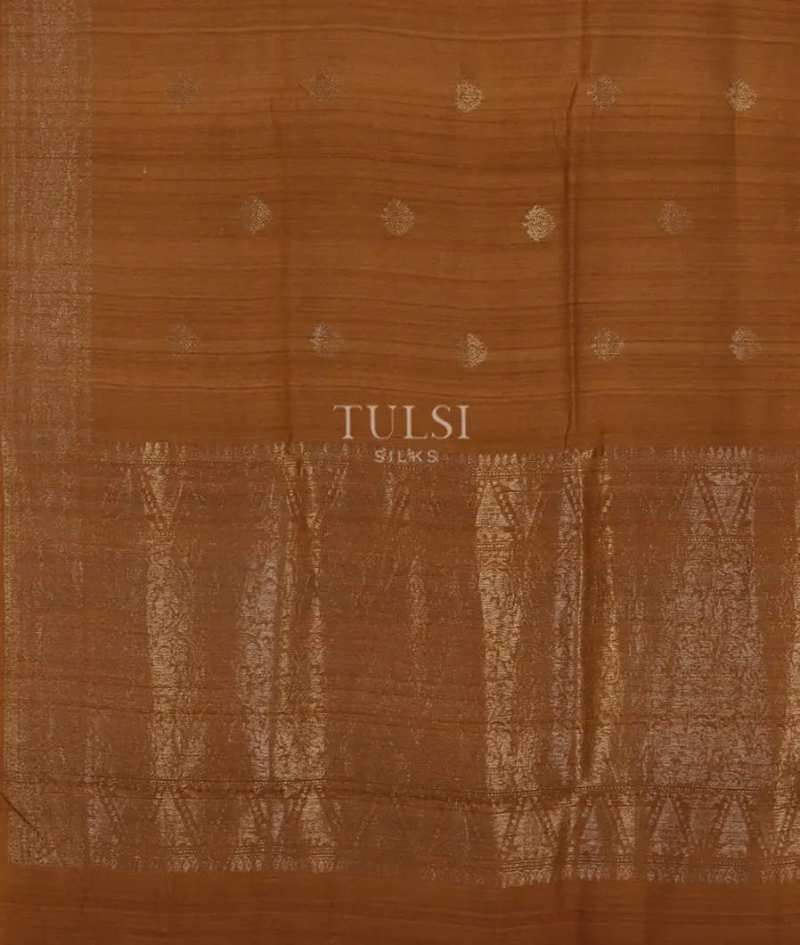 Brown Banaras Tussar Georgette Saree T4787884