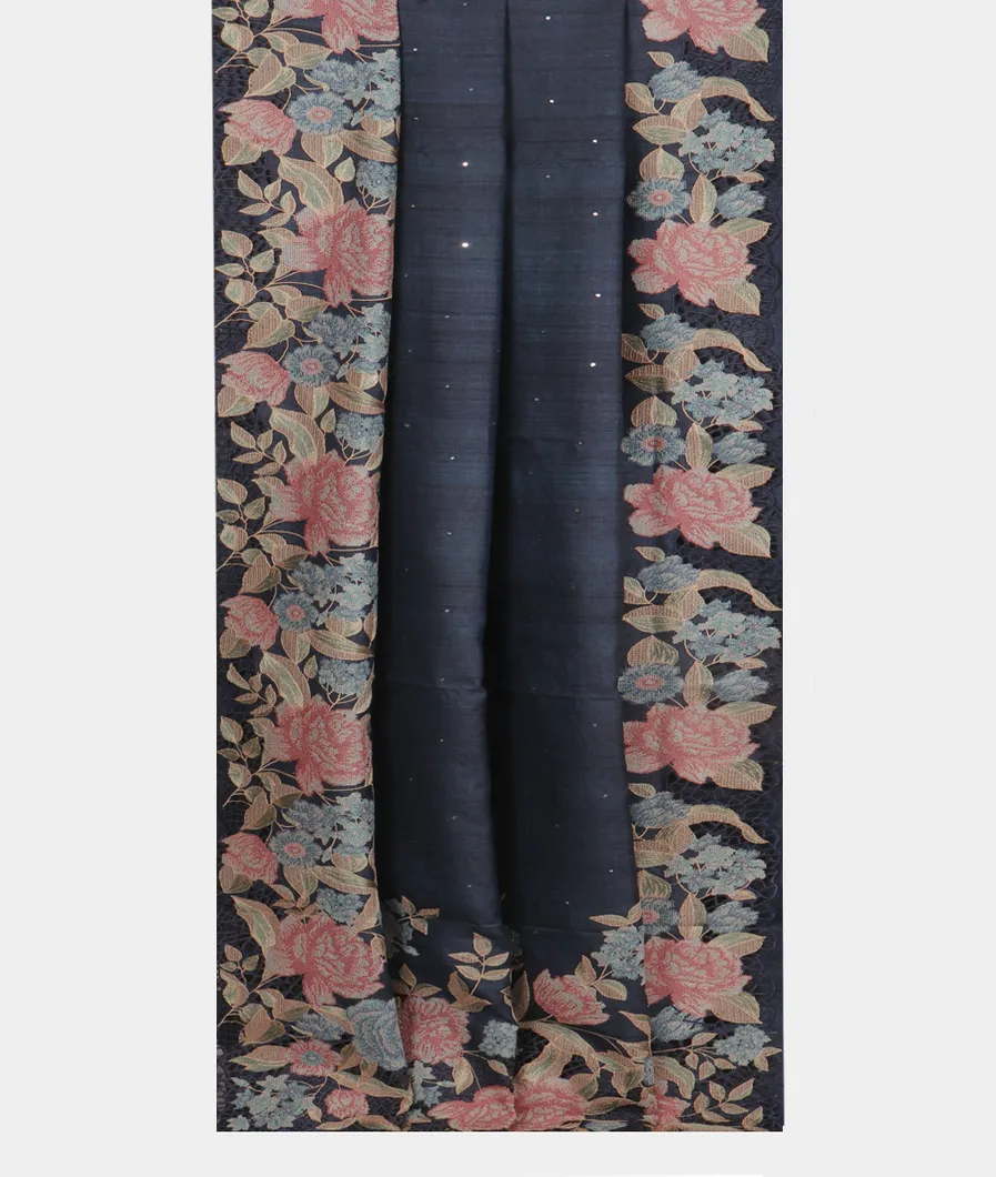 Blue Tussar Cutwork Saree T4740482