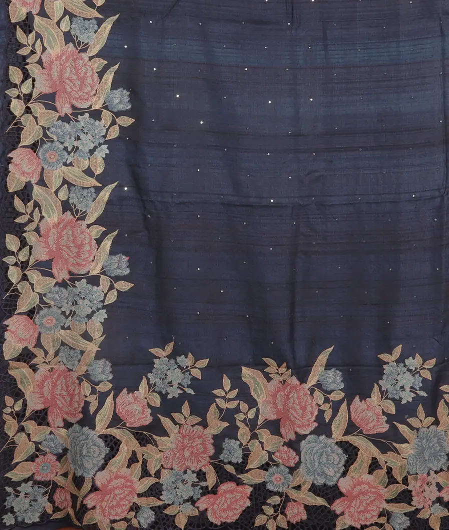 Blue Tussar Cutwork Saree T4740484