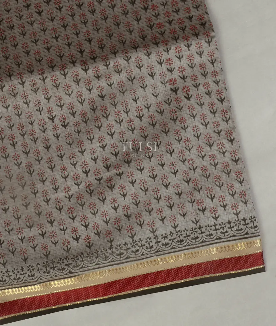 Grey Maheshwari Printed Cotton Saree T363232-image