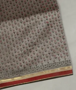 Grey Maheshwari Printed Cotton Saree T3632321