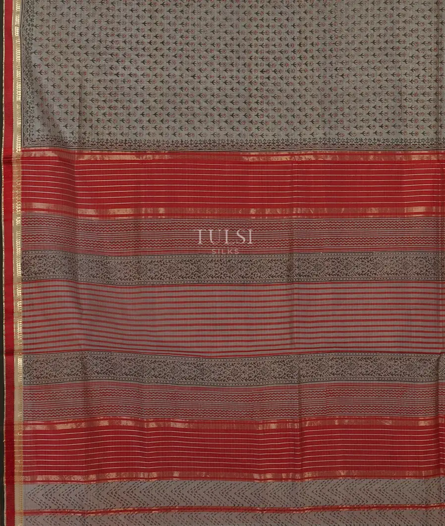 Grey Maheshwari Printed Cotton Saree T3632324