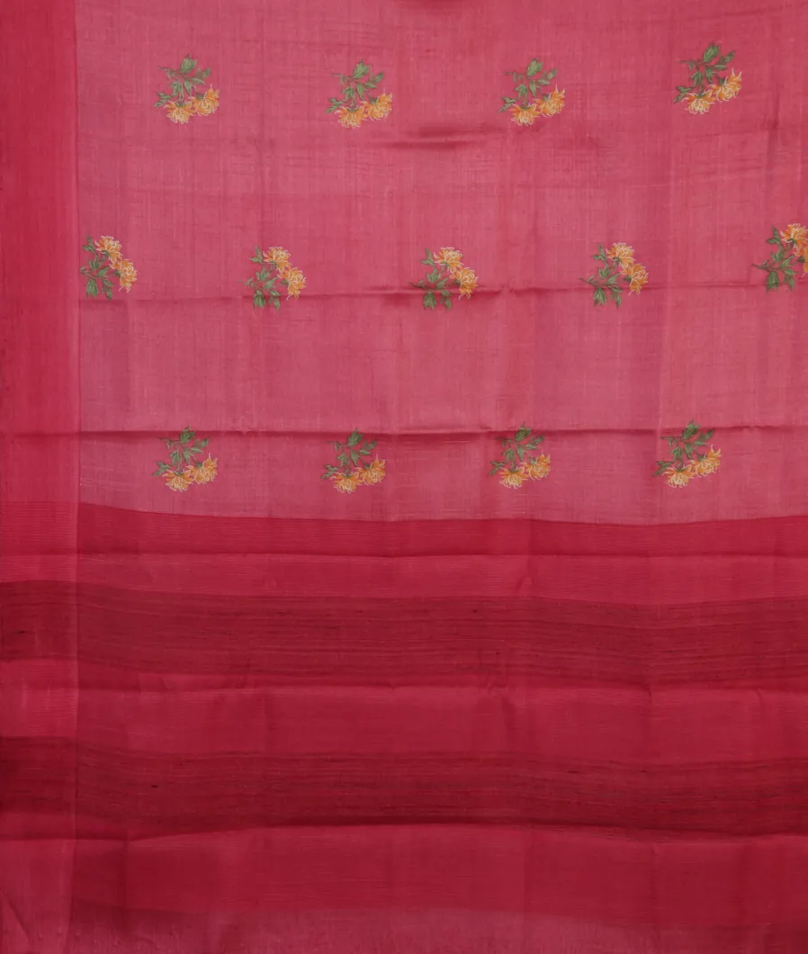 Pink Tussar Printed Saree T4620434