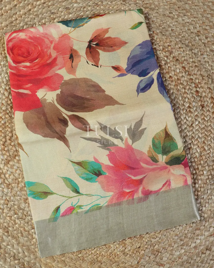 Beige Tussar Printed Saree T477896-image
