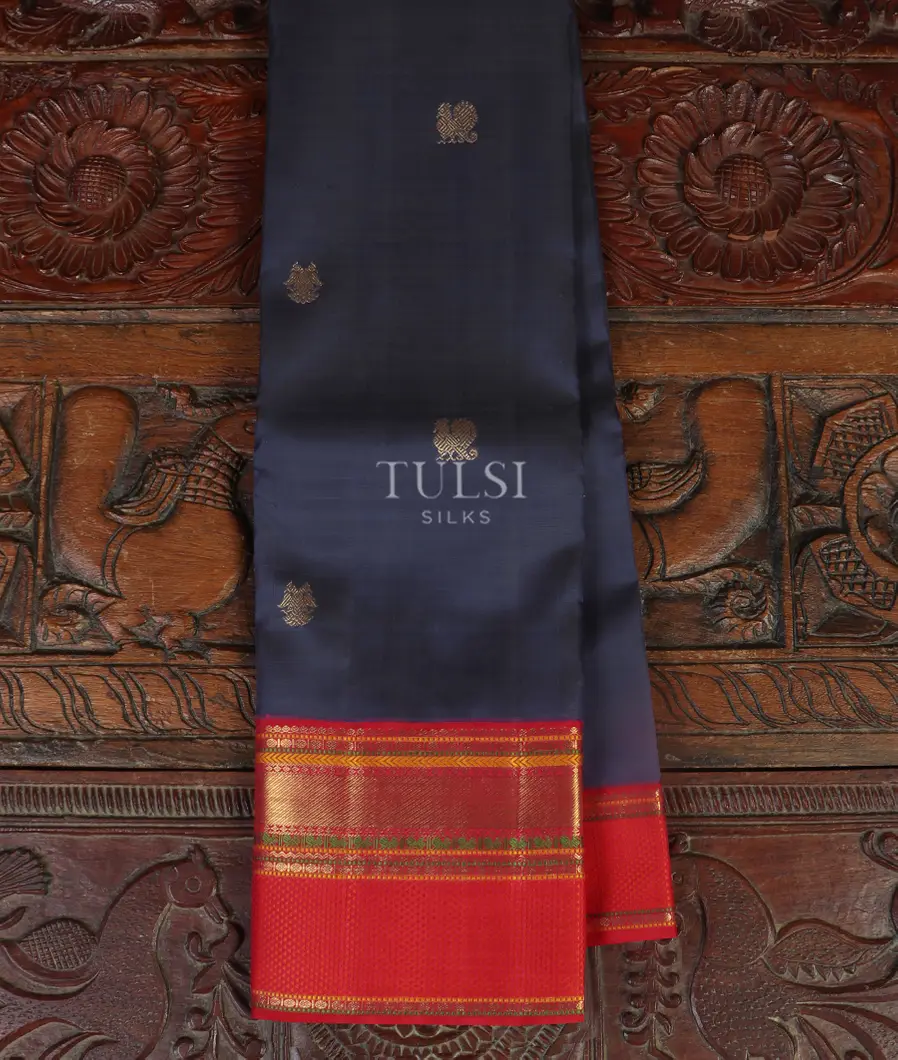 Midnight Blue Handwoven Kanjivaram Silk Saree T465709-image