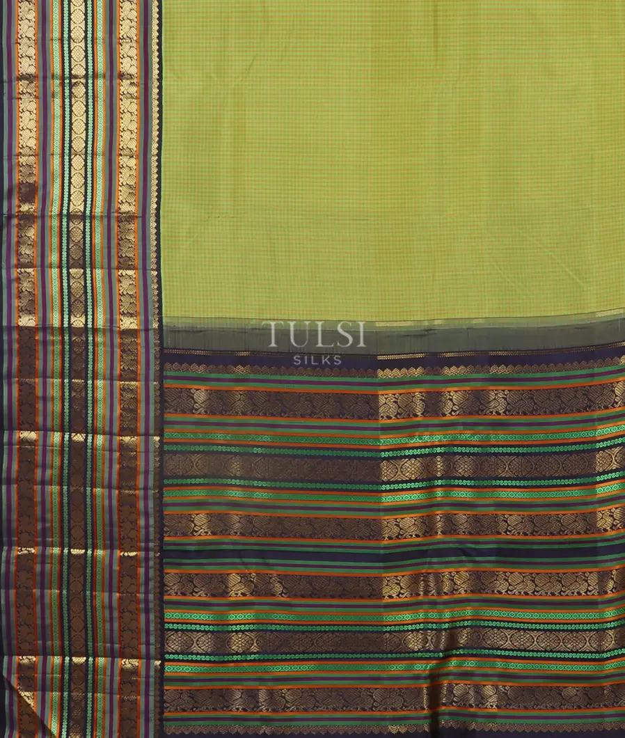 Green And Yellow Handwoven Kanjivaram Silk Saree T4798784