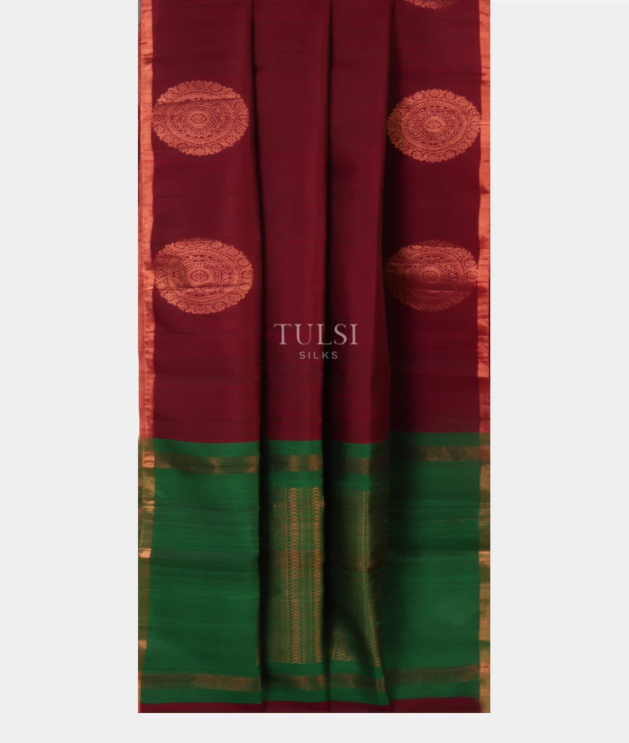 Maroon Woven Raw Silk Saree T4724452