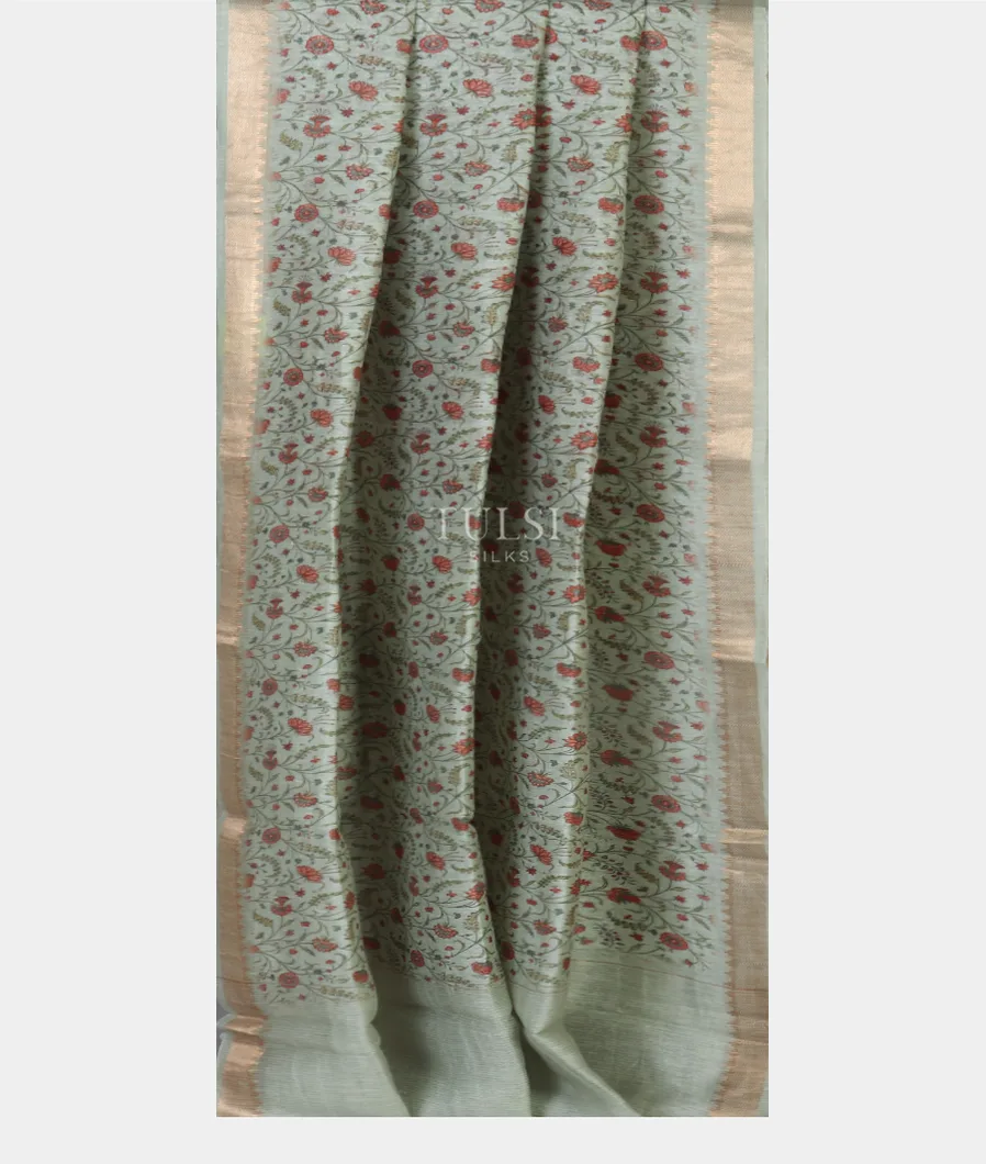 Blue Linen Printed Saree T4739152