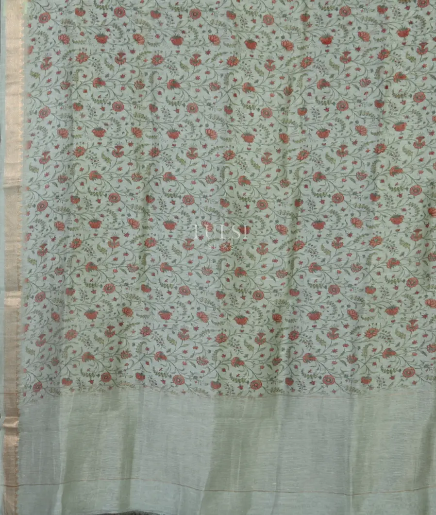 Blue Linen Printed Saree T4739154