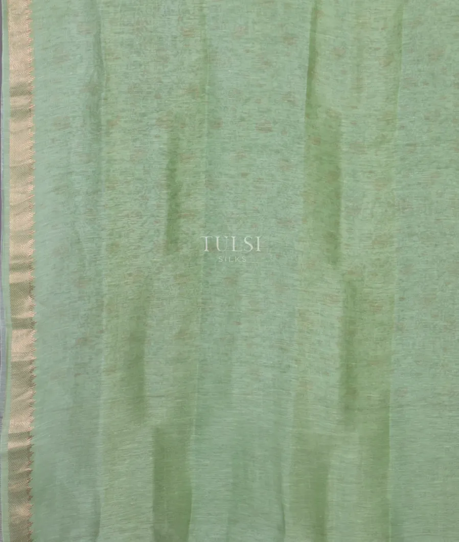 Green Linen Printed Saree T4739173