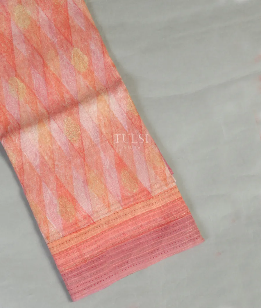 Peach Linen Printed Saree T347399-image