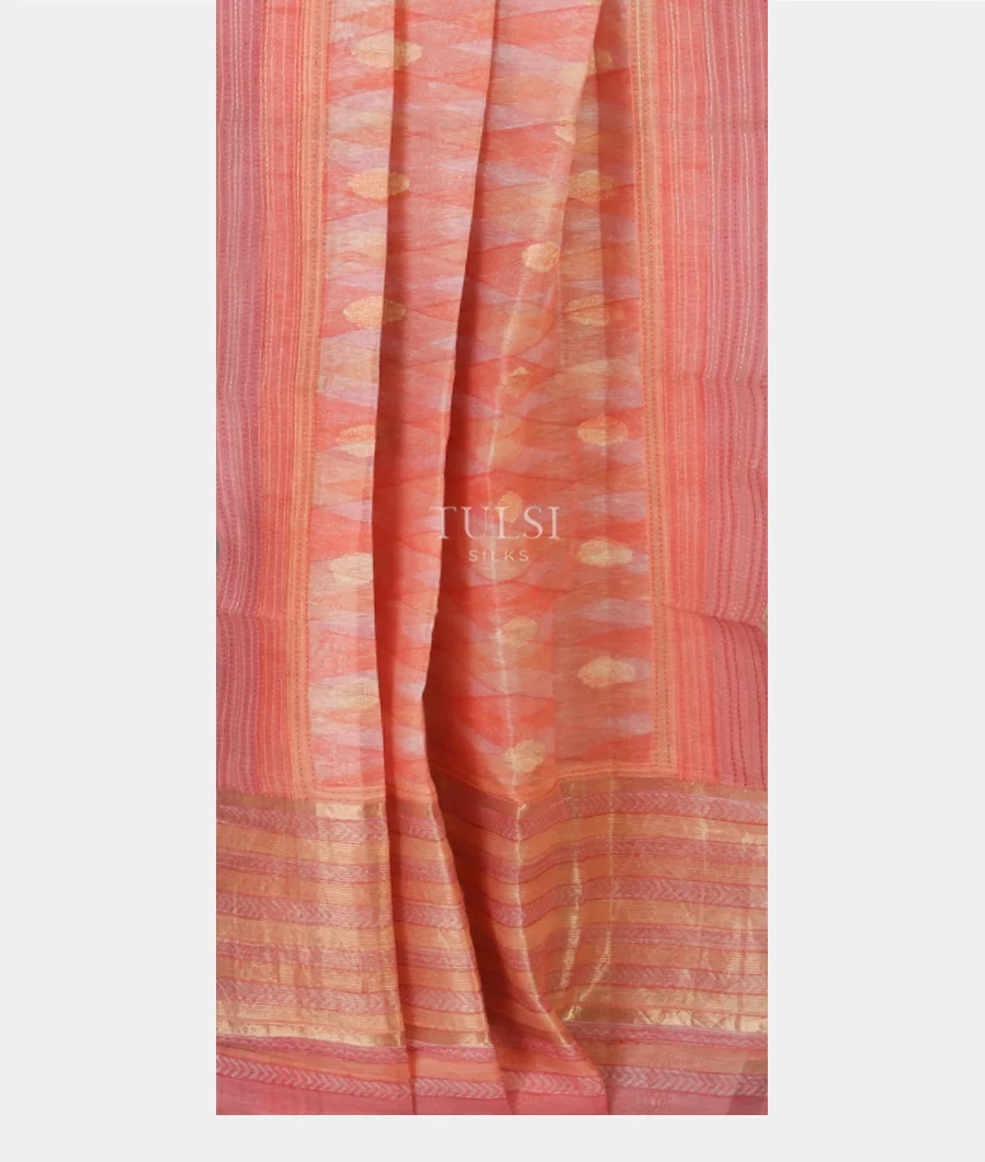 Peach Linen Printed Saree T3473992
