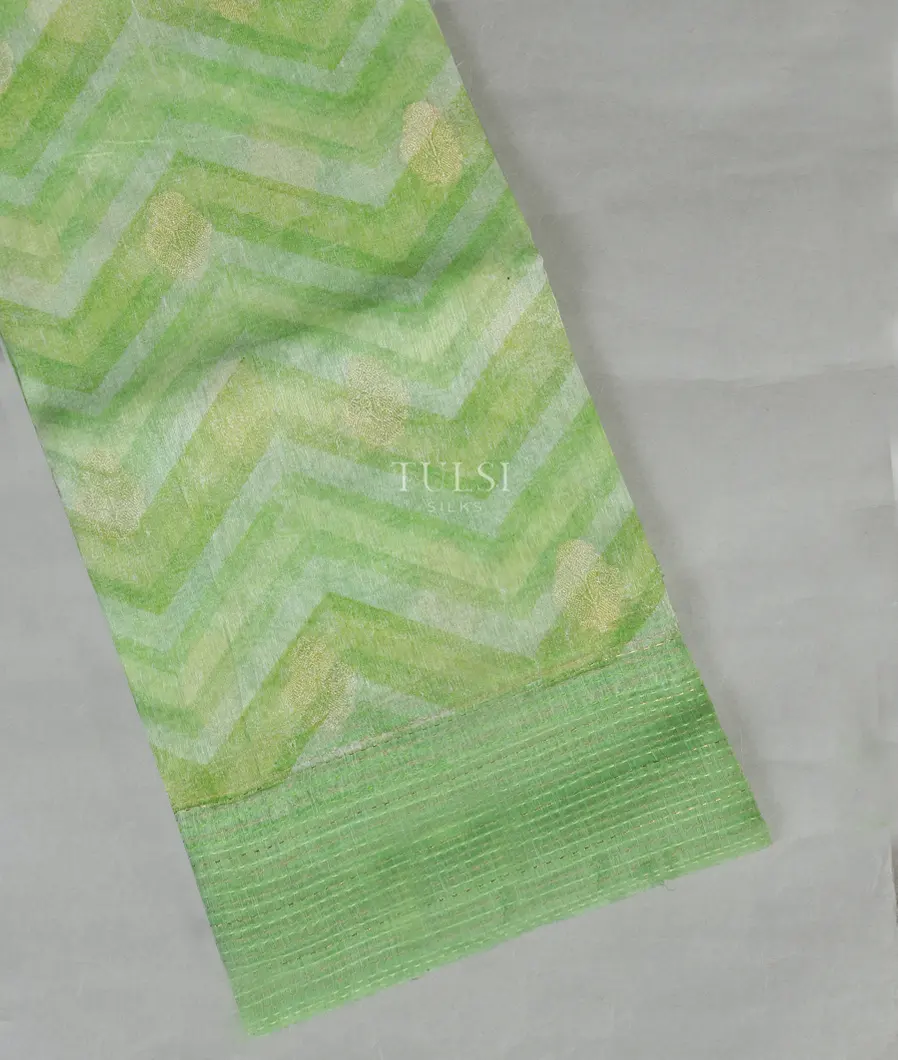 Green Linen Printed Saree T347401-image