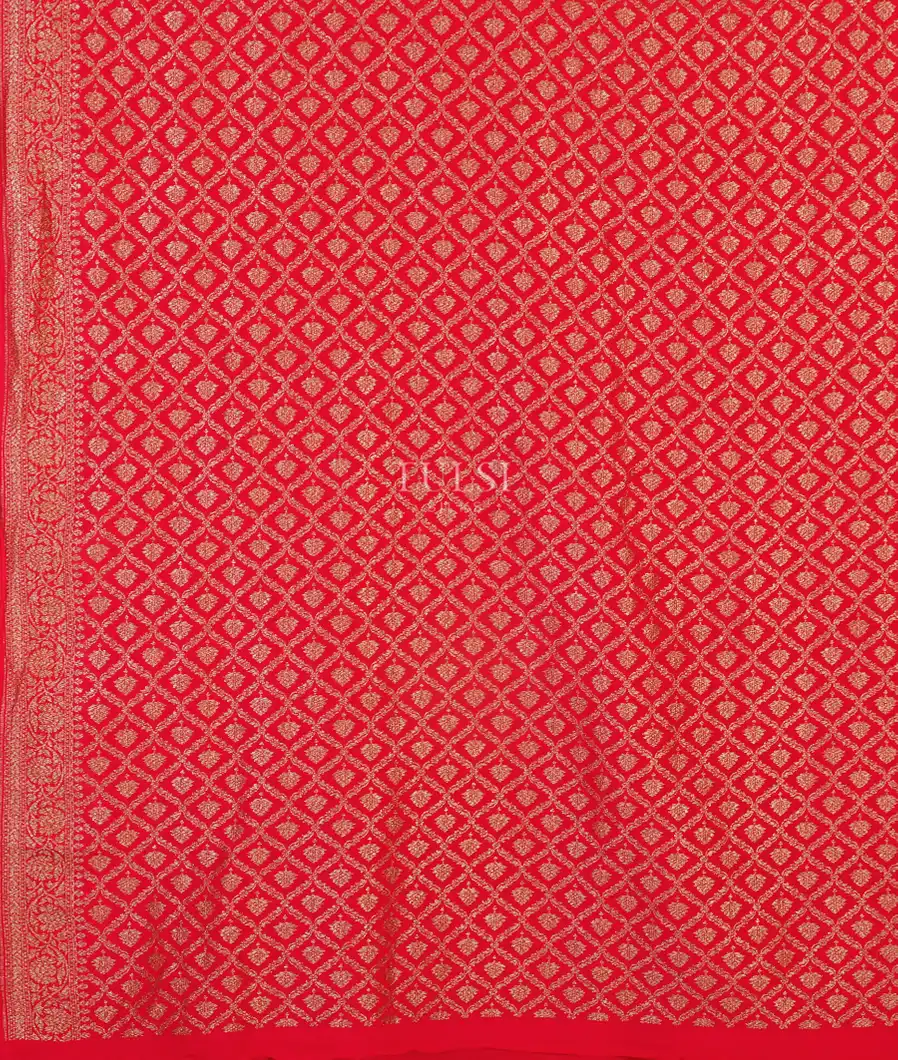 Red Crepe Silk Saree T4595503