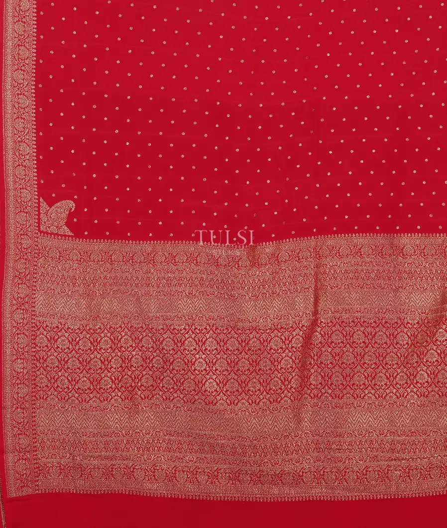 Red Crepe Silk Saree T4595504