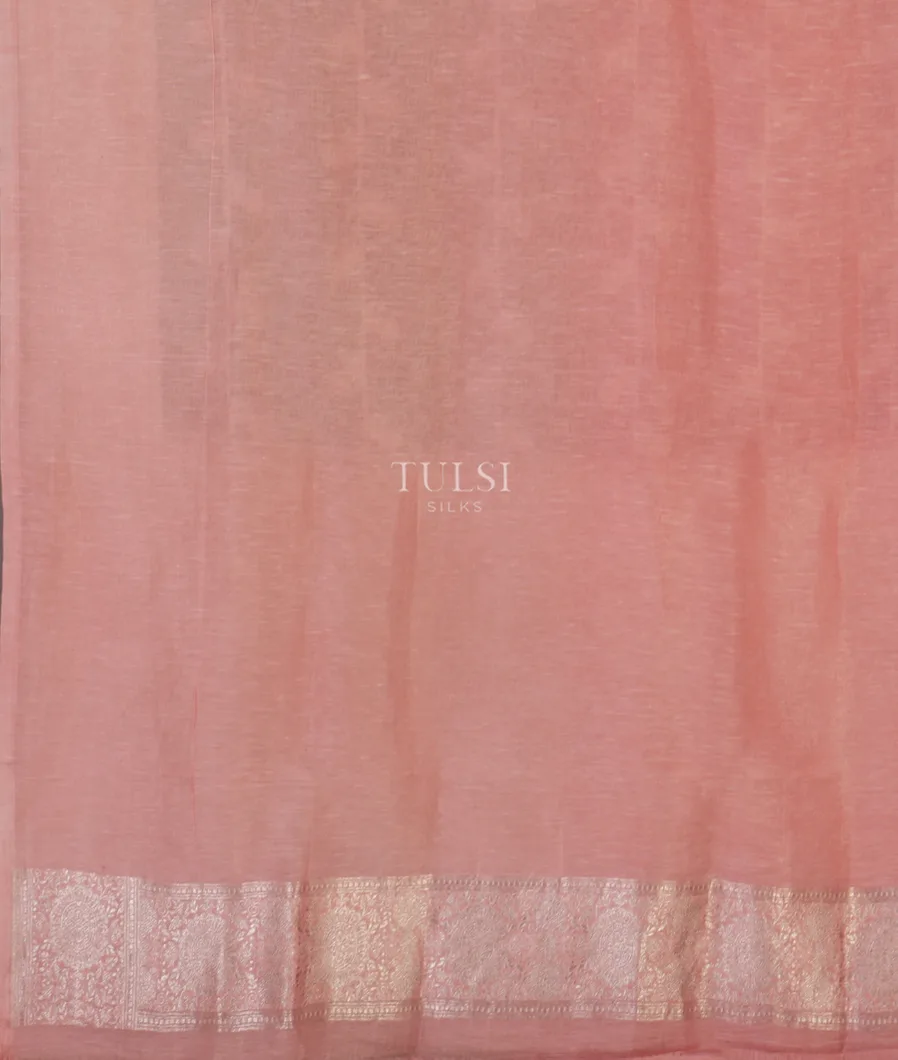 Peach and Grey  Banaras Linen Saree  T4585423
