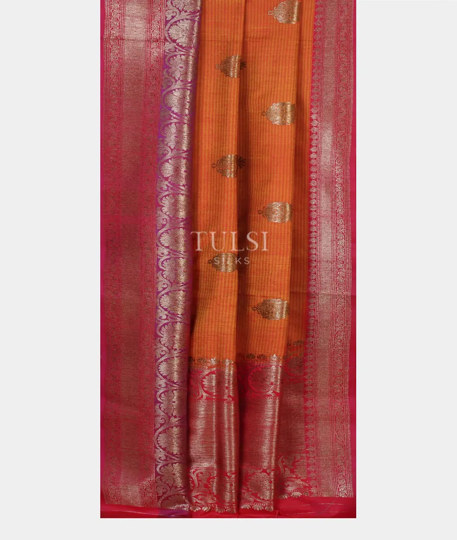 Orange Banaras Tussar Saree T4596492