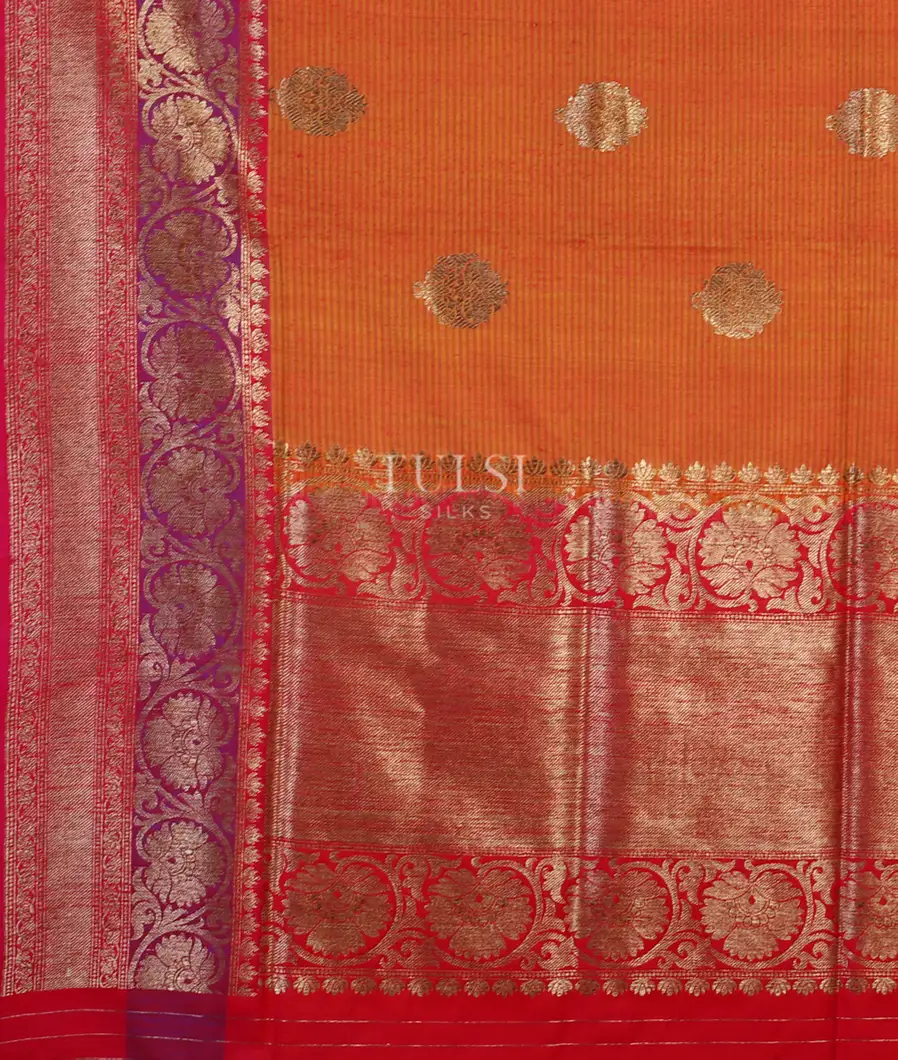 Orange Banaras Tussar Saree T4596494