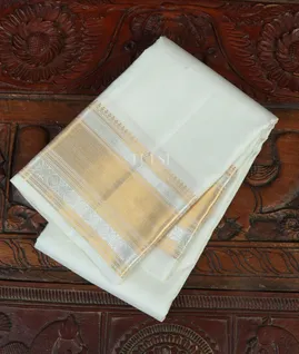 White Handwoven Kanjivaram Silk Dhoti and Vastharam T4704351