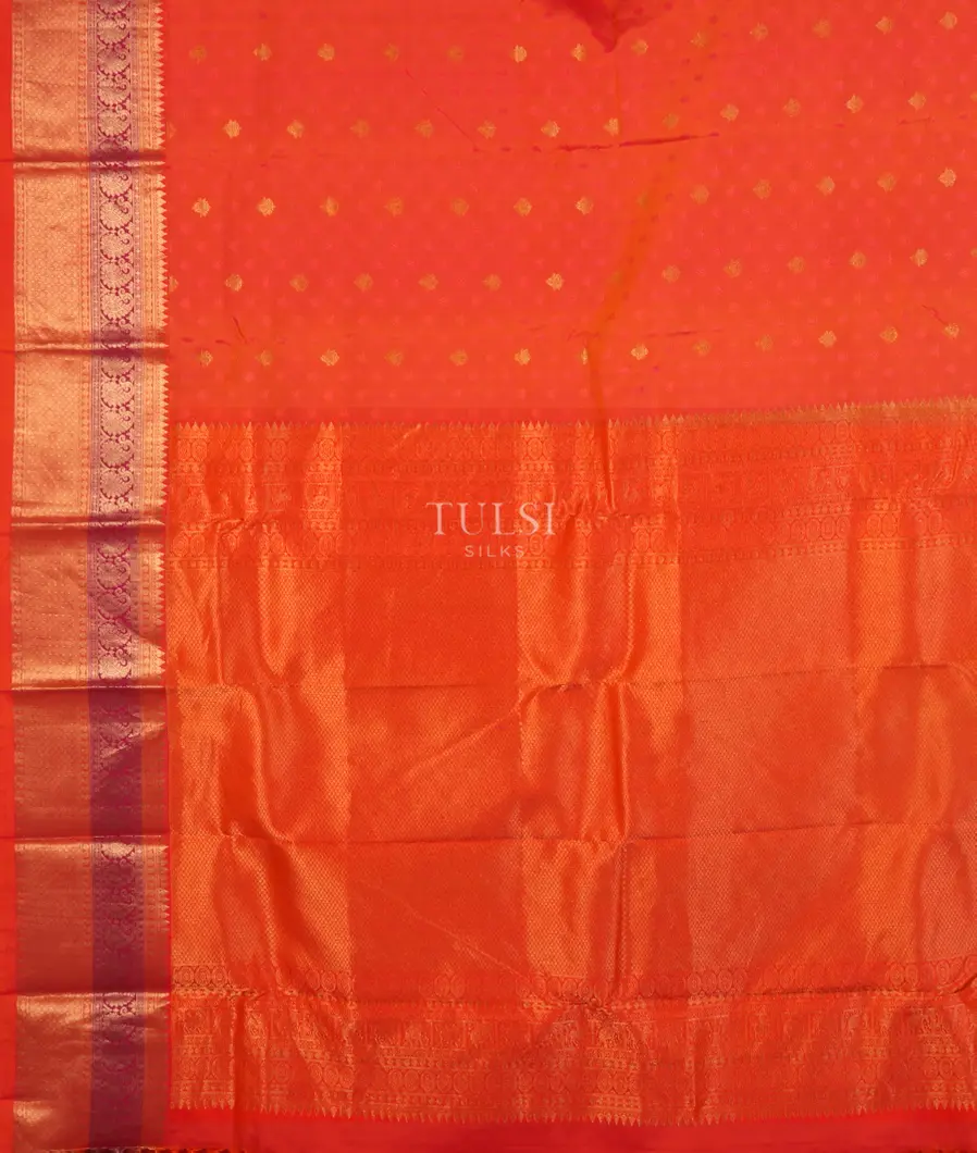 Orangish pink Soft Silk Saree T3742534