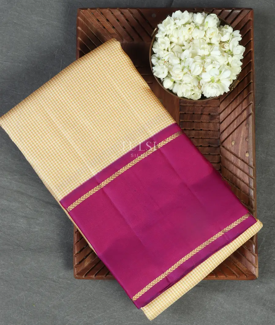 Cream and Beige Handwoven Kanjivaram Silk Saree T468802-image
