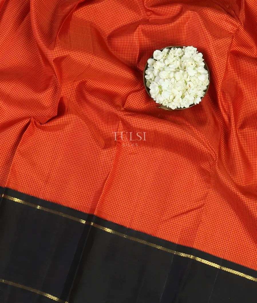 Rust and Red Handwoven Kanjivaram Silk Saree T4481672