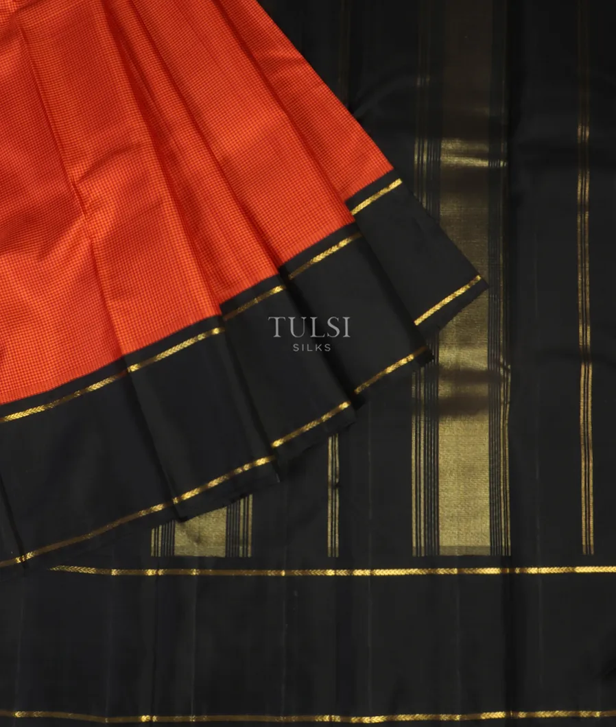 Rust and Red Handwoven Kanjivaram Silk Saree T4481674