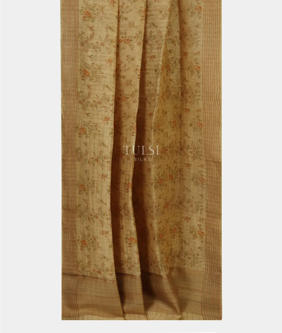 Beige Linen Printed Saree T4781642