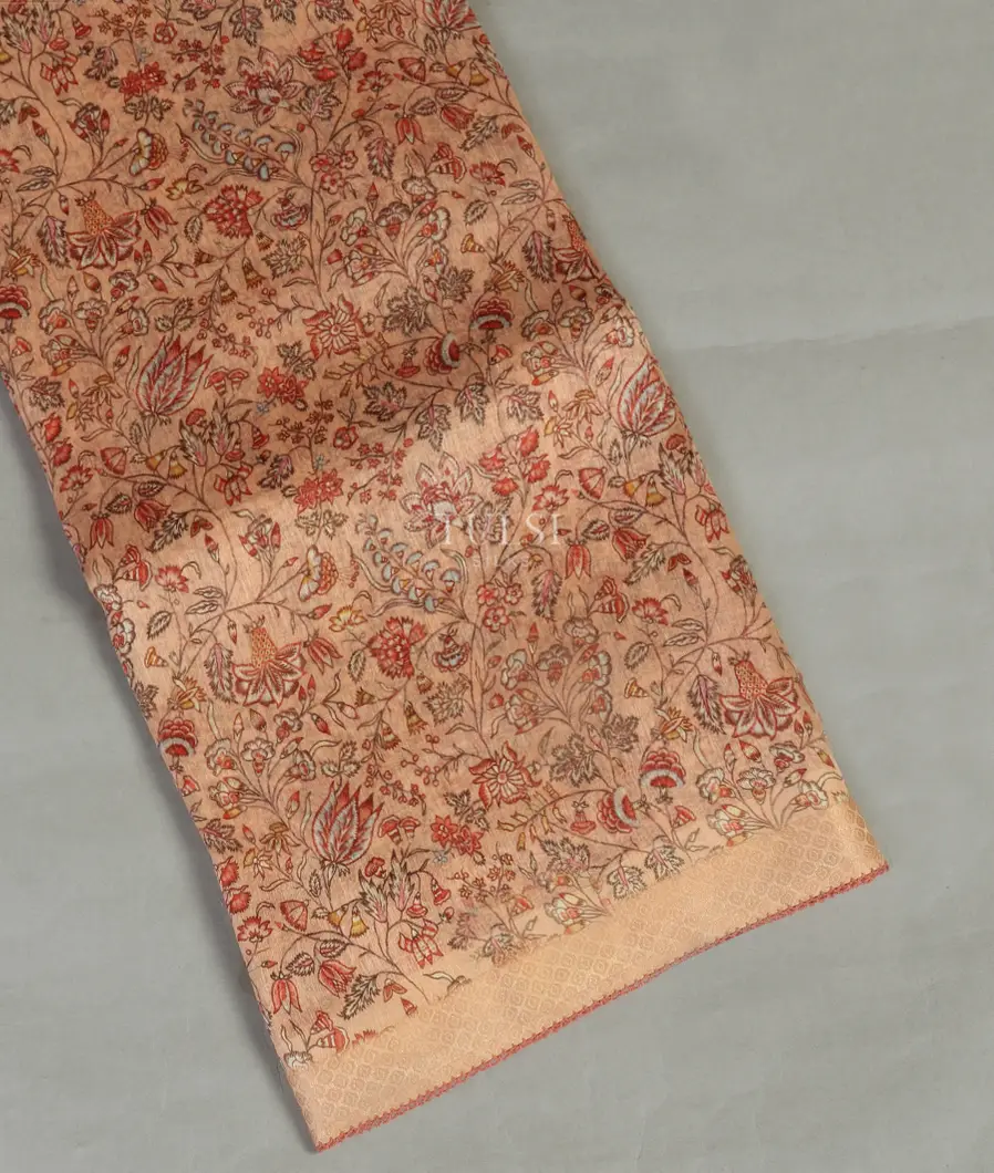 Peach Linen Printed Saree T464558-image