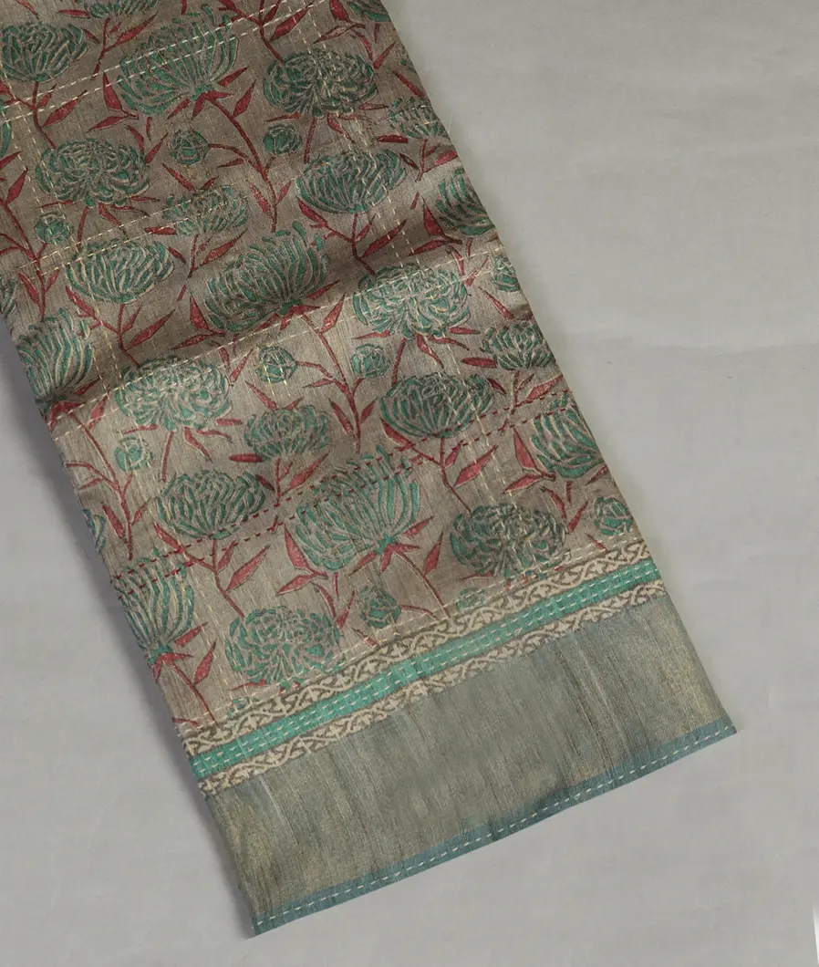 Grey Tussar Printed Saree T479408-image