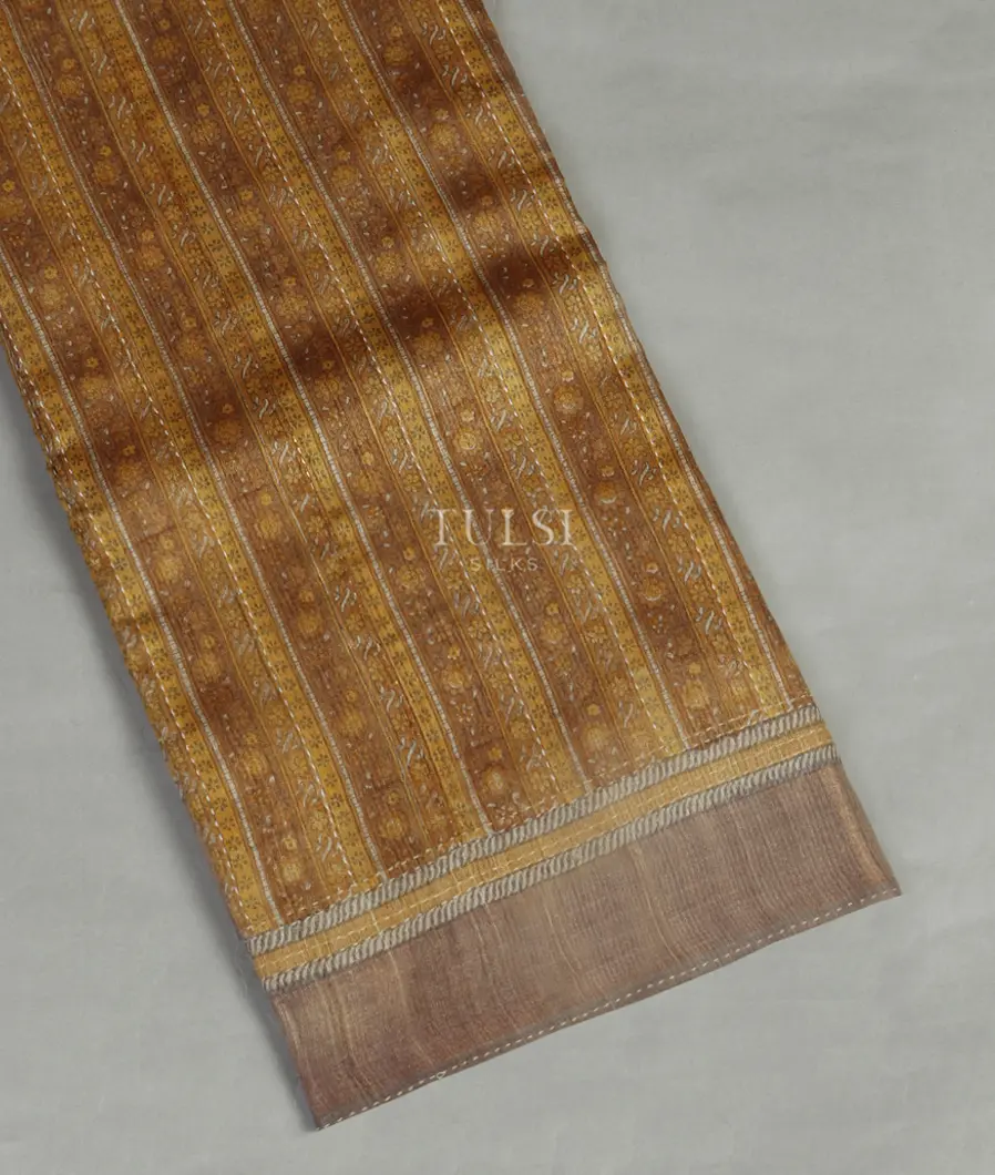 Beige Tussar Printed Saree T479427-image