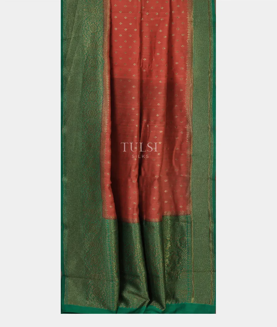 Rust Banaras Tussar Saree T4365812