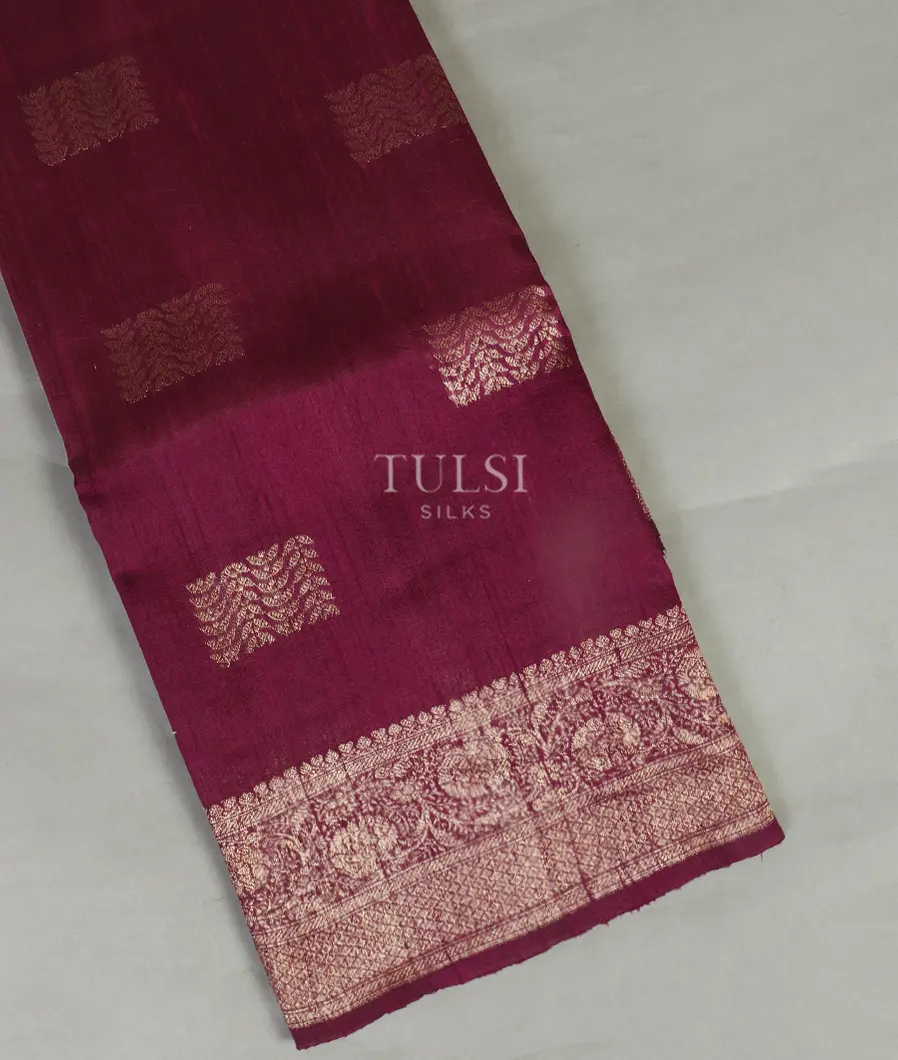 Burgundy Banaras Tussar Saree T481350-image