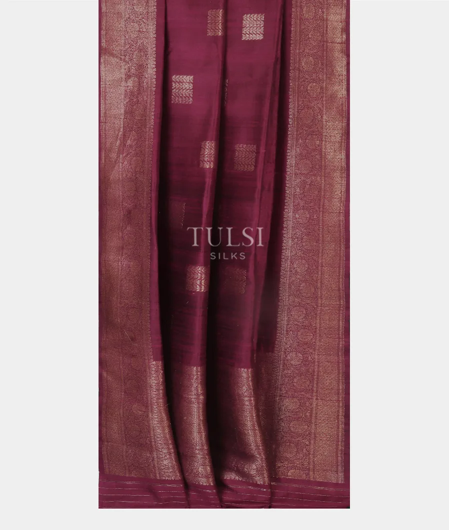 Burgundy Banaras Tussar Saree T4813502