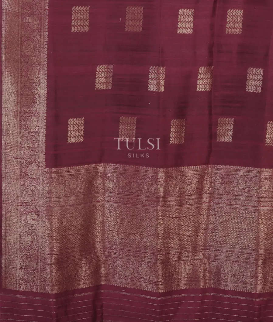 Burgundy Banaras Tussar Saree T4813504