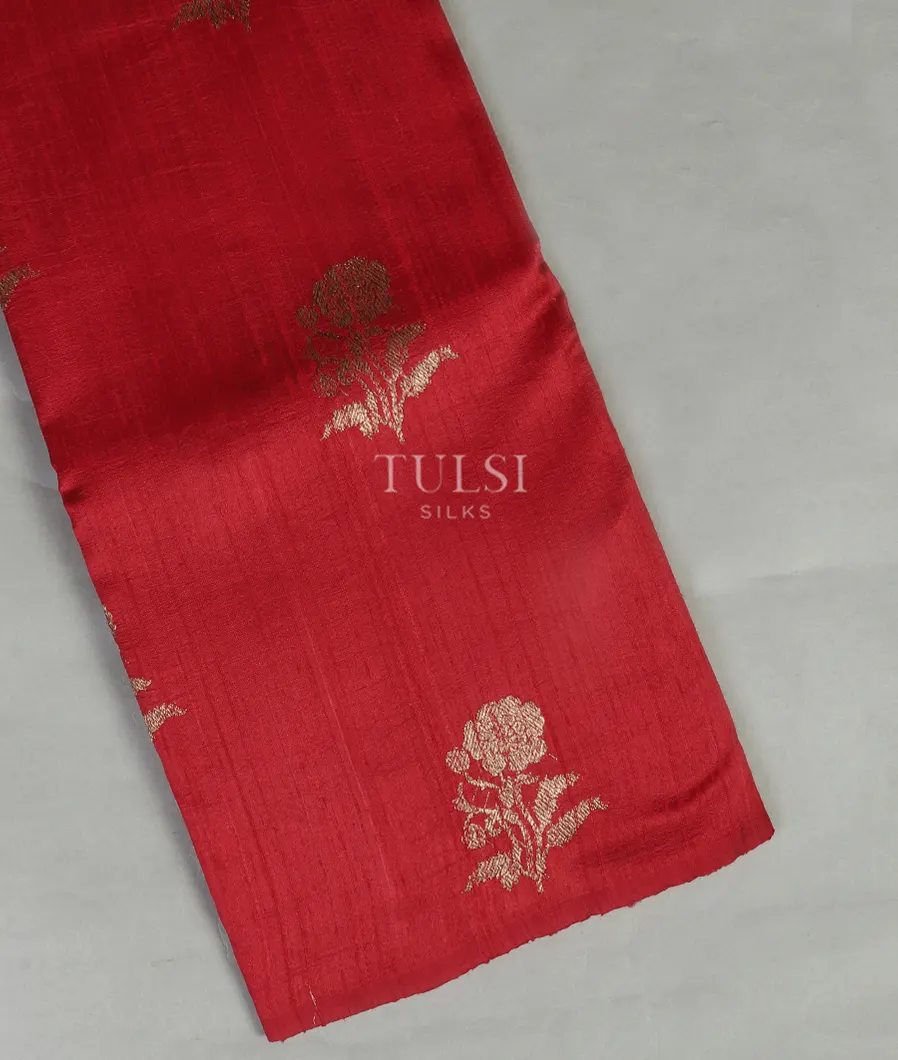 Red Banaras Tussar Saree T481345-image