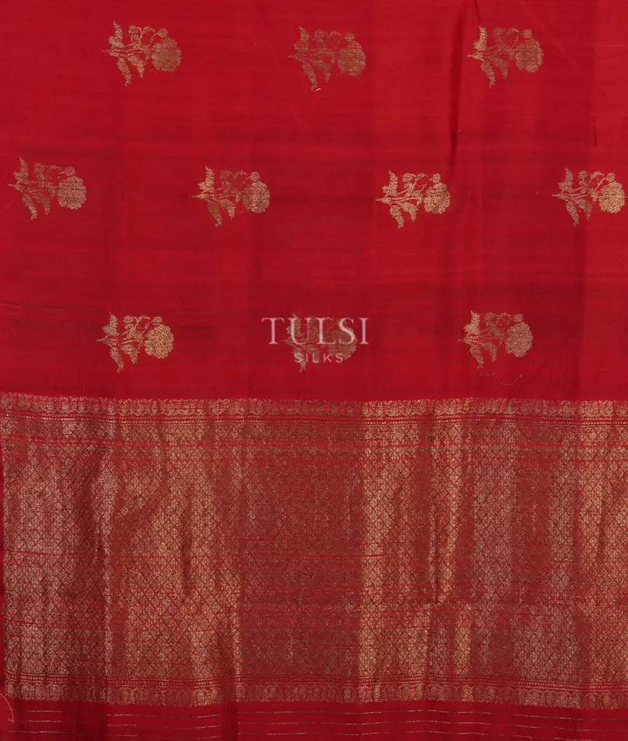 Red Banaras Tussar Saree T4813454