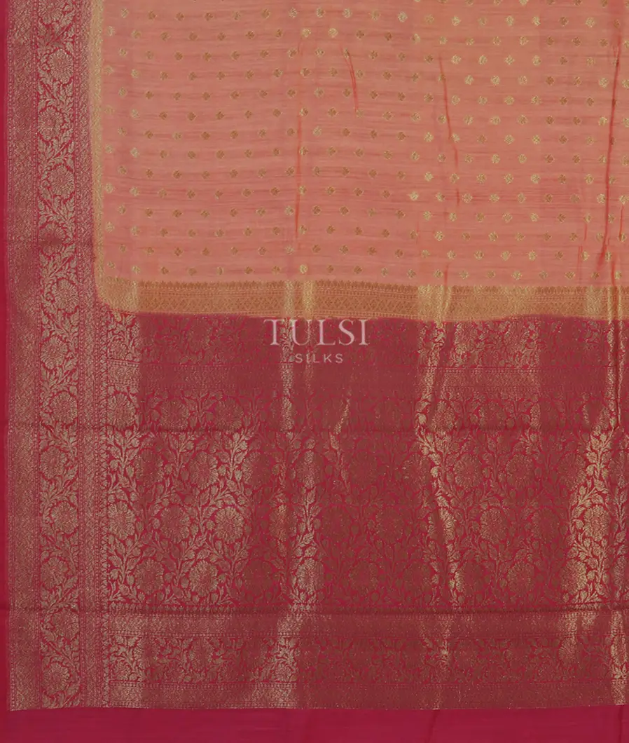 Peach Banaras Tussar Saree T4793154