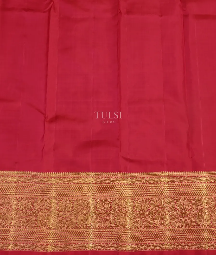Orangish Pink Handwoven Kanjivaram Silk Saree T4778943