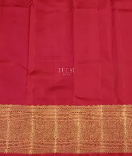 Orangish Pink Handwoven Kanjivaram Silk Saree T4778943