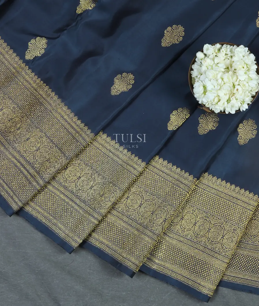 Blue Handwoven Kanjivaram Silk Saree T4651422