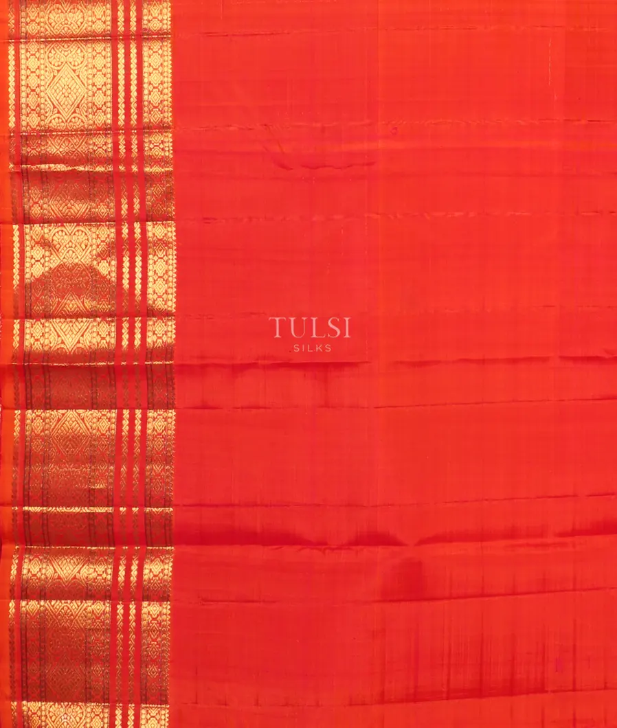 Orangish pink Handwoven Kanjivaram Silk Saree T4786503