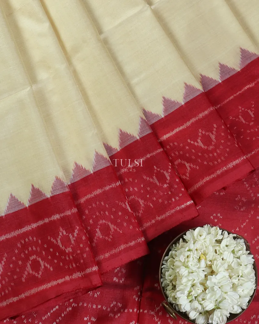 Off-White Ikat Silk Saree T4812322