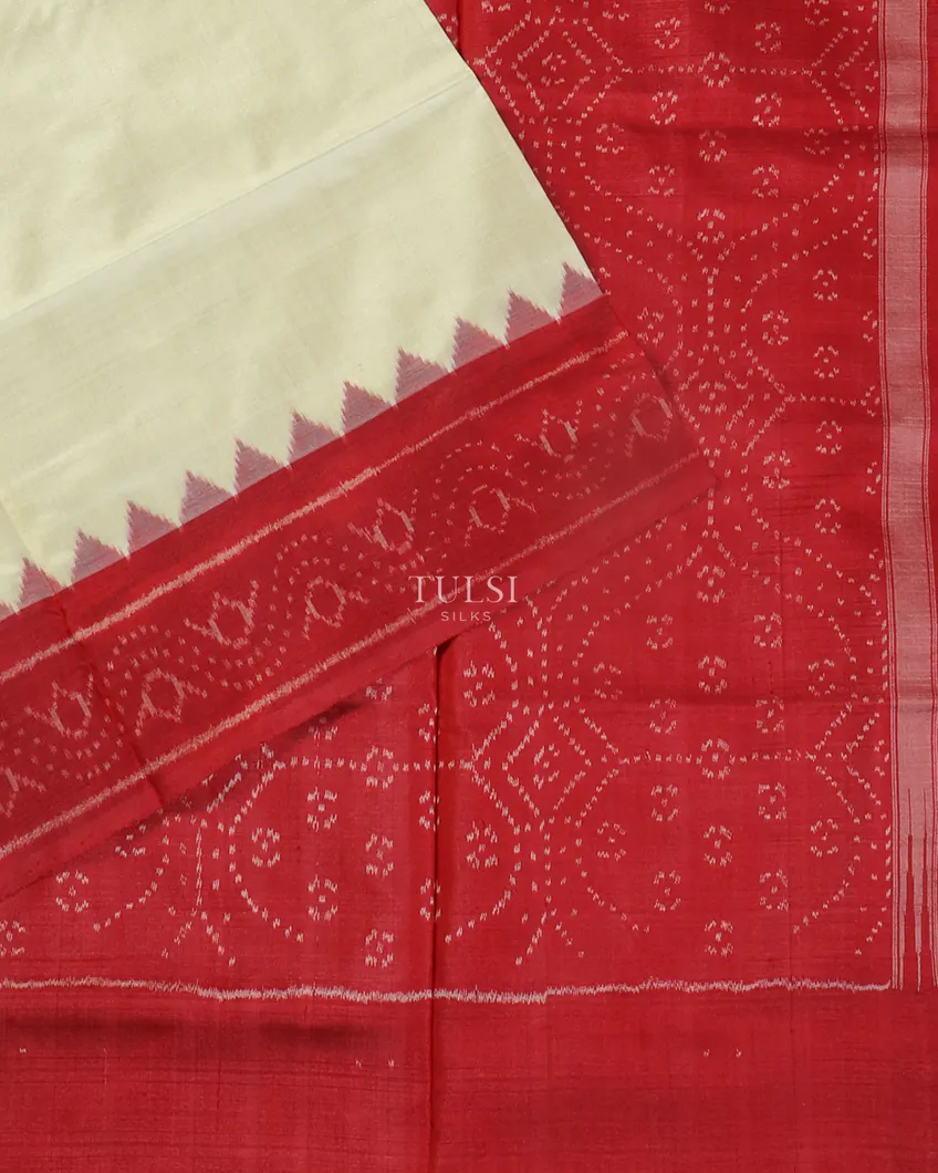 Off-White Ikat Silk Saree T4812324