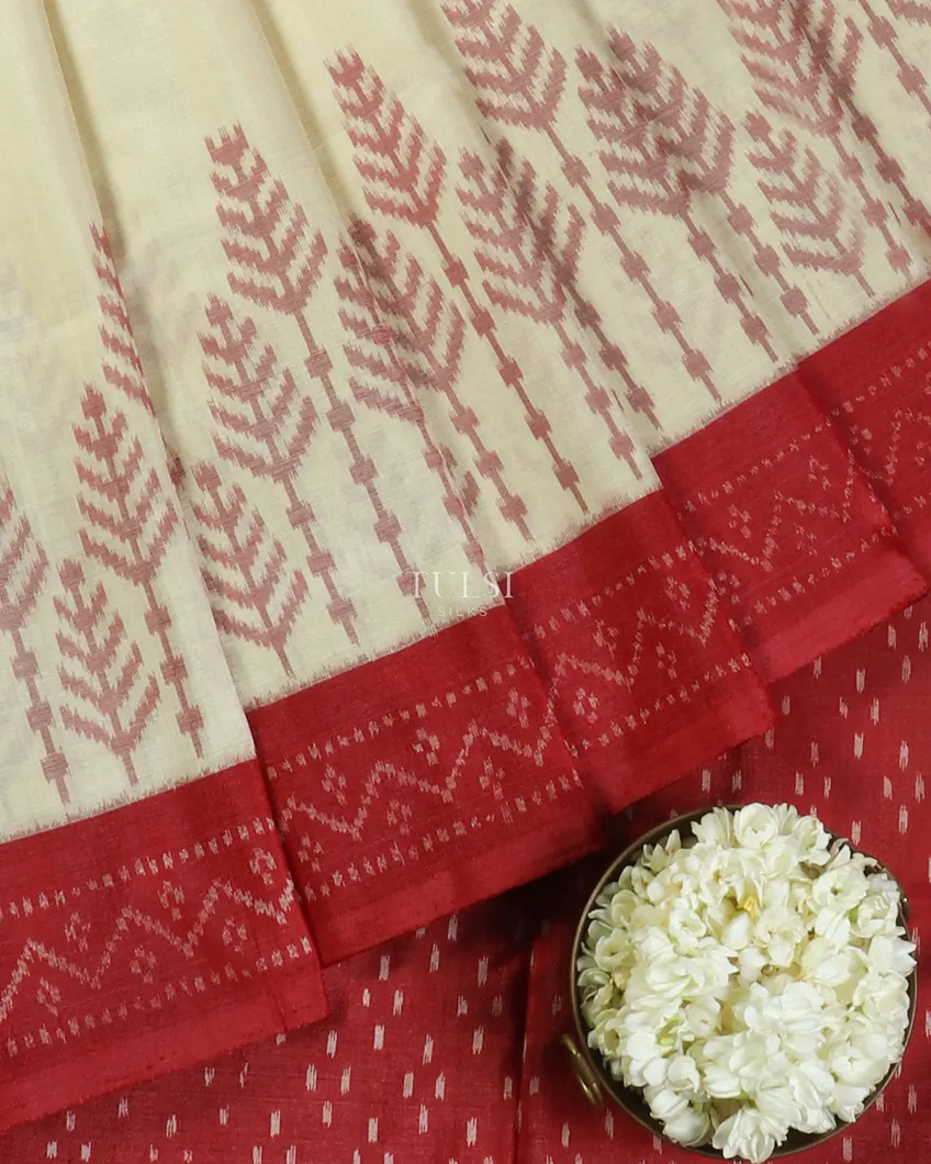 Off-White Ikat Silk Saree T4812312