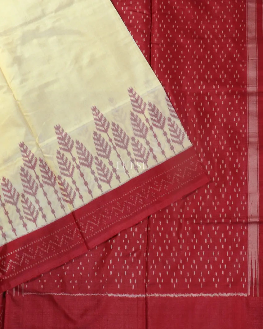 Off-White Ikat Silk Saree T4812314